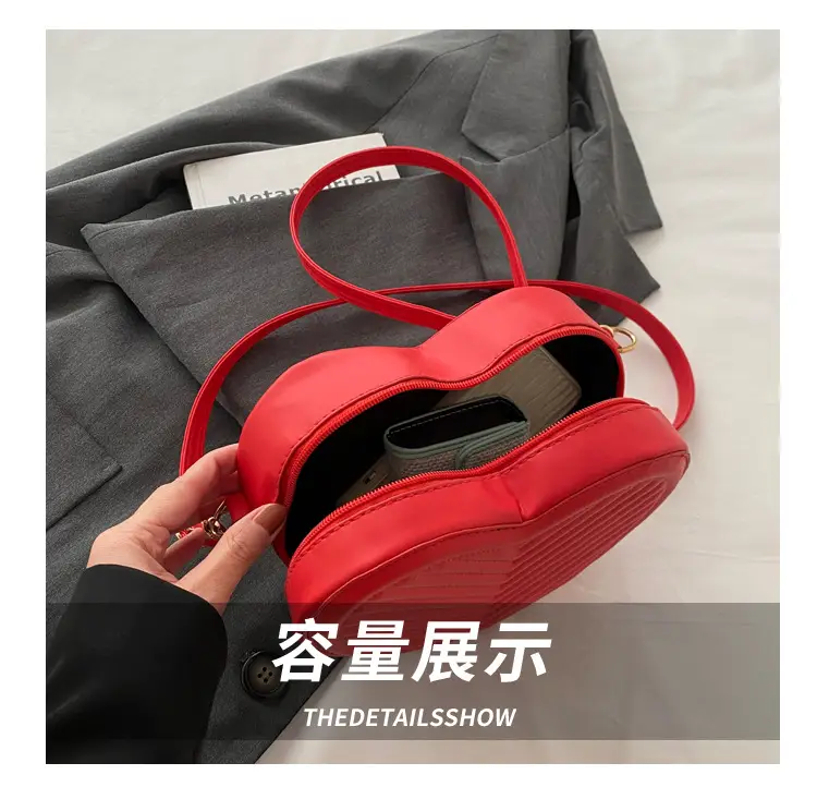 Red Heart-Shaped Shoulder Bag for Women — feature 7