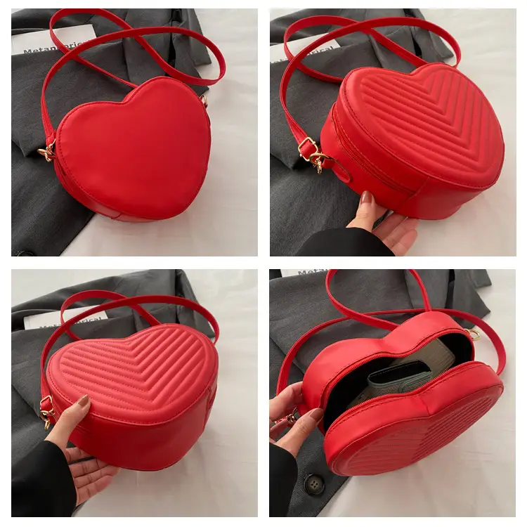 Red Heart-Shaped Shoulder Bag for Women — feature 8
