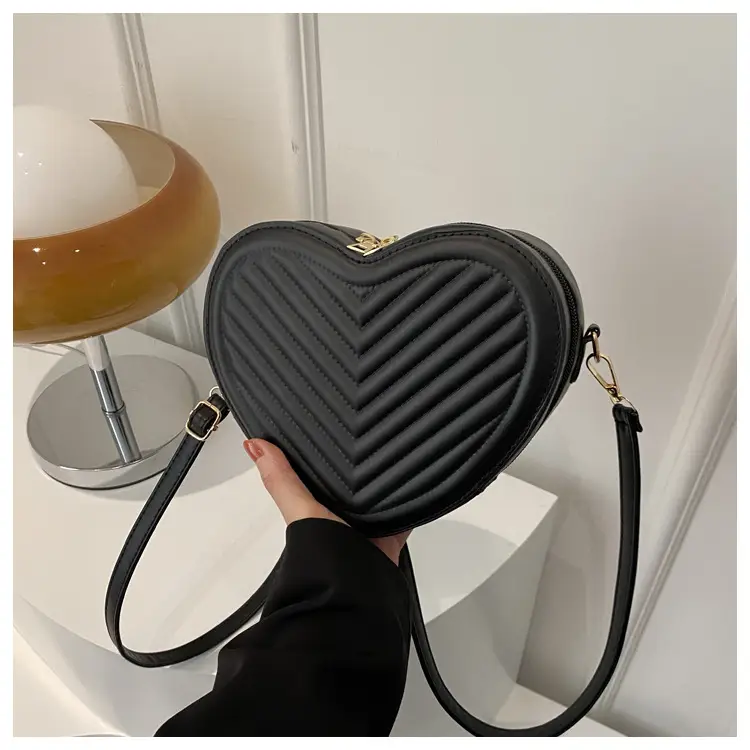 Red Heart-Shaped Shoulder Bag for Women