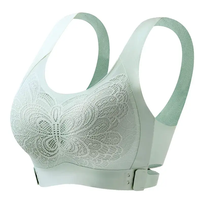 Beige Seamless Wireless Bra with Butterfly Design - Image 3