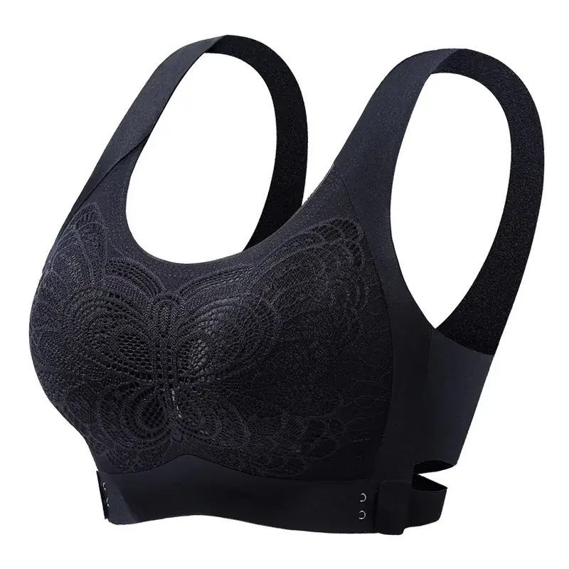 Beige Seamless Wireless Bra with Butterfly Design - Image 4