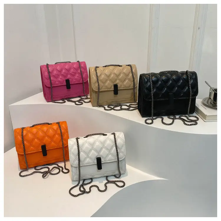 White Rhombic Chain Shoulder Bag for Women — feature 33