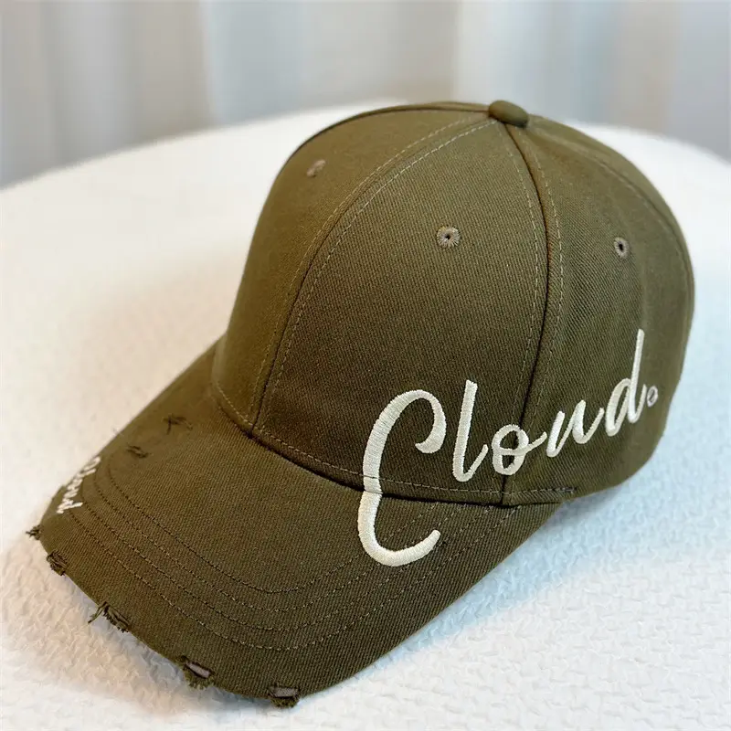 Women's Black Embroidered Cap with Hole - Image 4