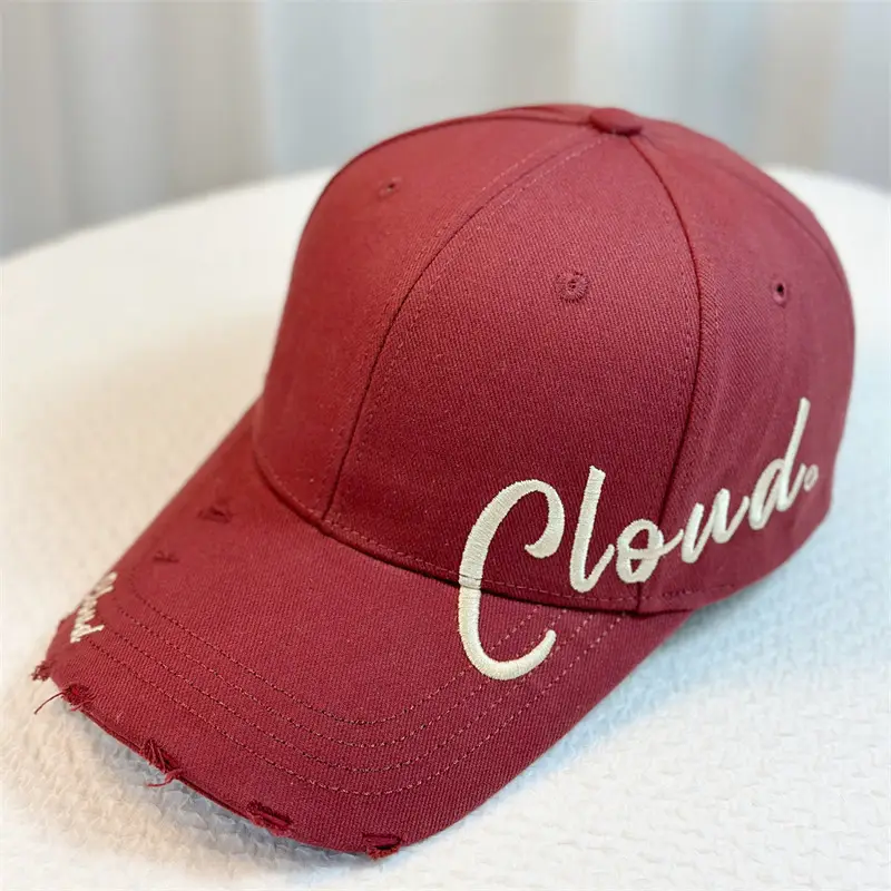 Women's Black Embroidered Cap with Hole - Image 6