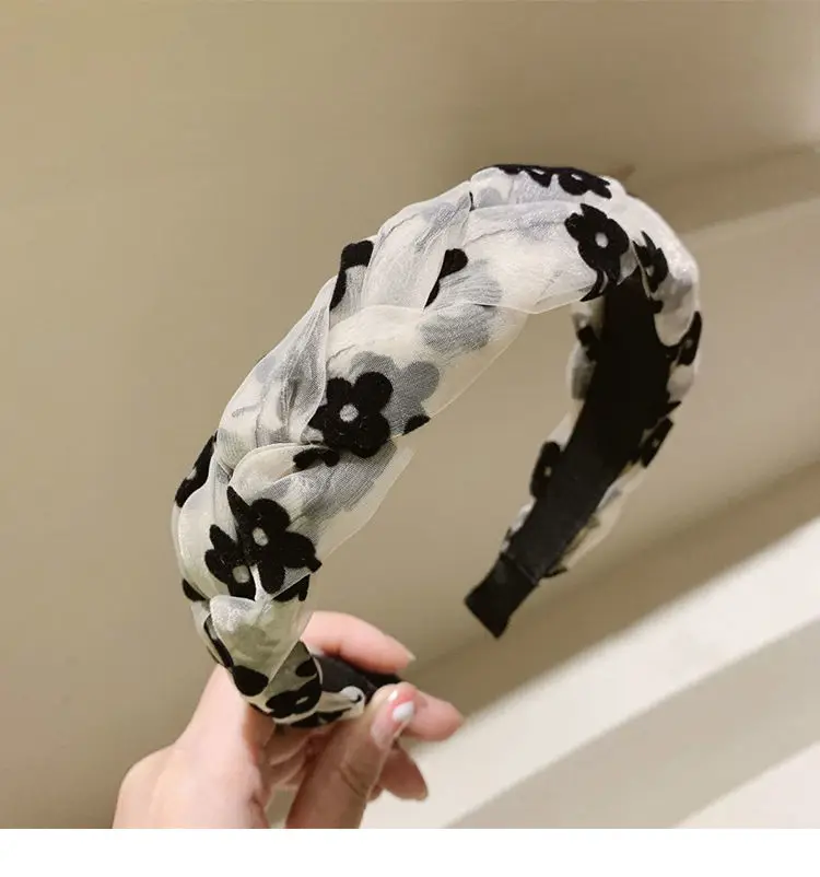 Korean Style Hair Hoop Women Black White Patterned — feature 12