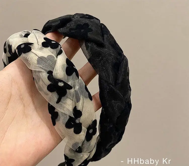 Korean Style Hair Hoop Women Black White Patterned — feature 5