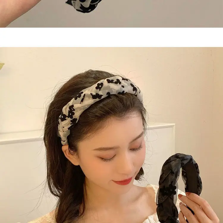 Korean Style Hair Hoop Women Black White Patterned — feature 6
