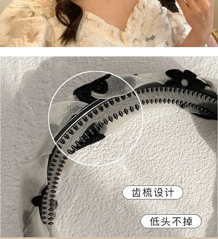 Korean Style Hair Hoop Women Black White Patterned — feature 7