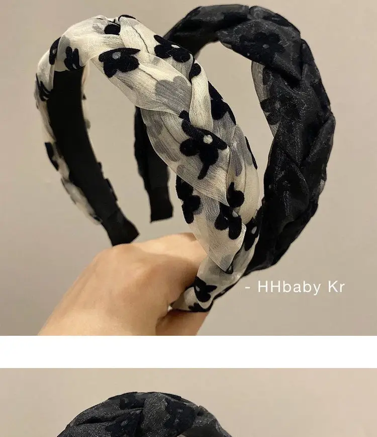 Korean Style Hair Hoop Women Black White Patterned — feature 8