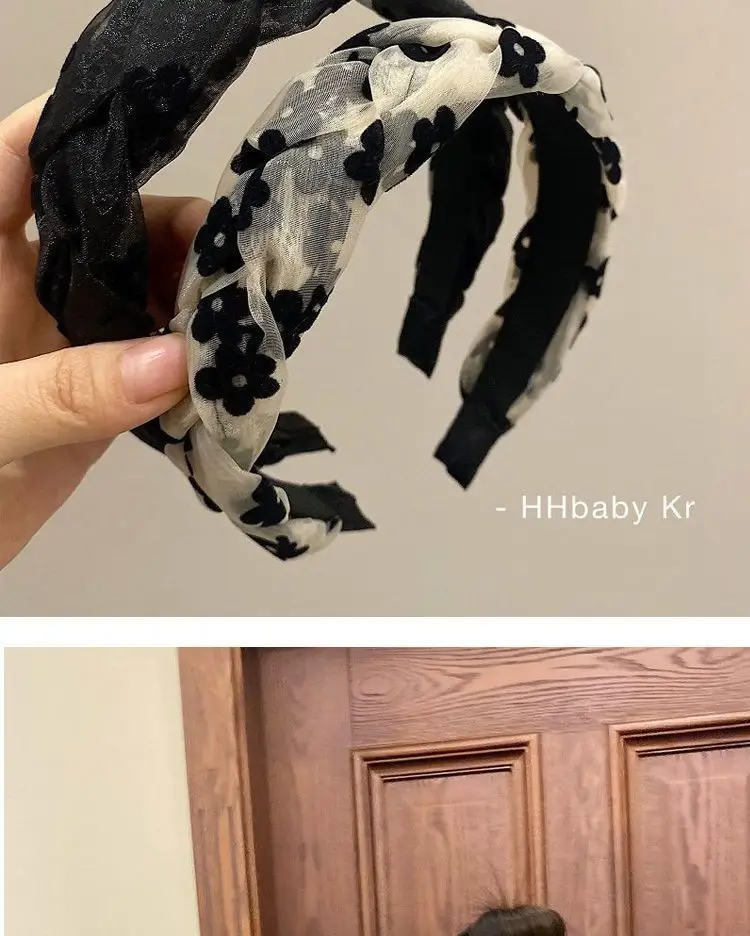 Korean Style Hair Hoop Women Black White Patterned — feature 9