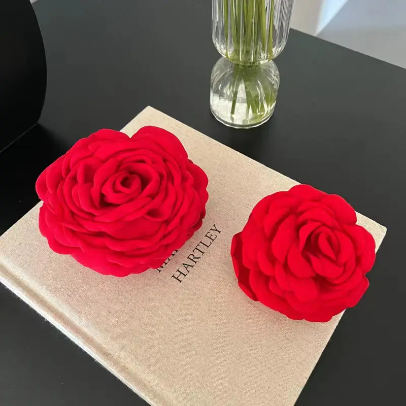 Red Rose Flower Hairpin Clip for Women - Image 8