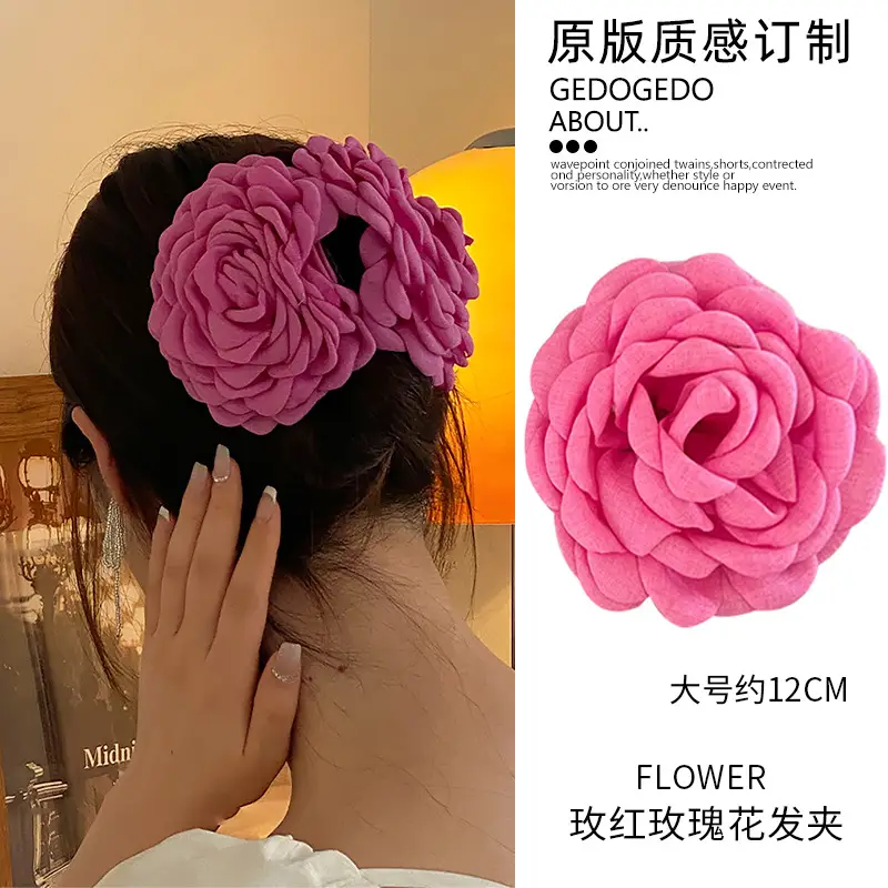 Red Rose Flower Hairpin Clip for Women — feature 3