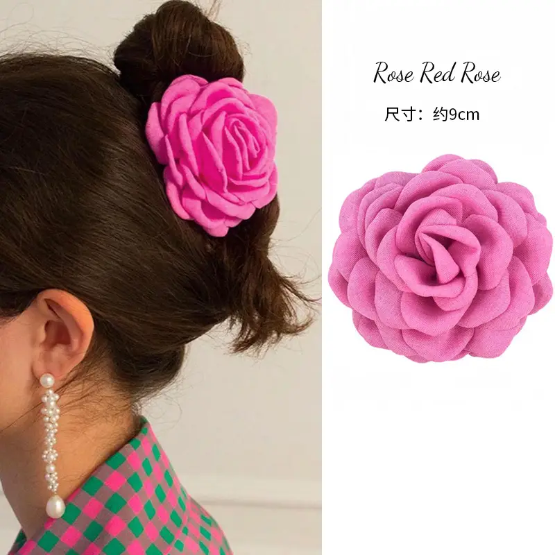 Red Rose Flower Hairpin Clip for Women - Image 3