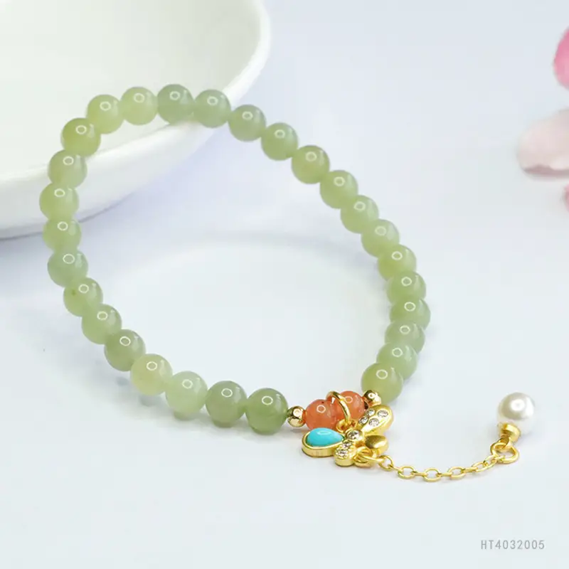 Guan Yu Jade Clear Water Bracelet Butterfly Design - Image 5
