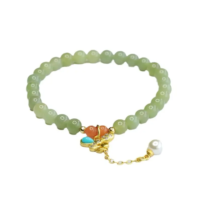 Guan Yu Jade Clear Water Bracelet Butterfly Design - Image 6