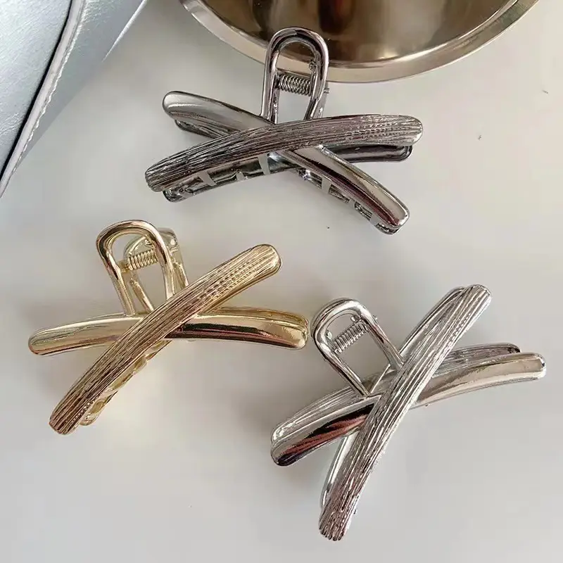 New High-End Korean Metal Cross Hair Clip