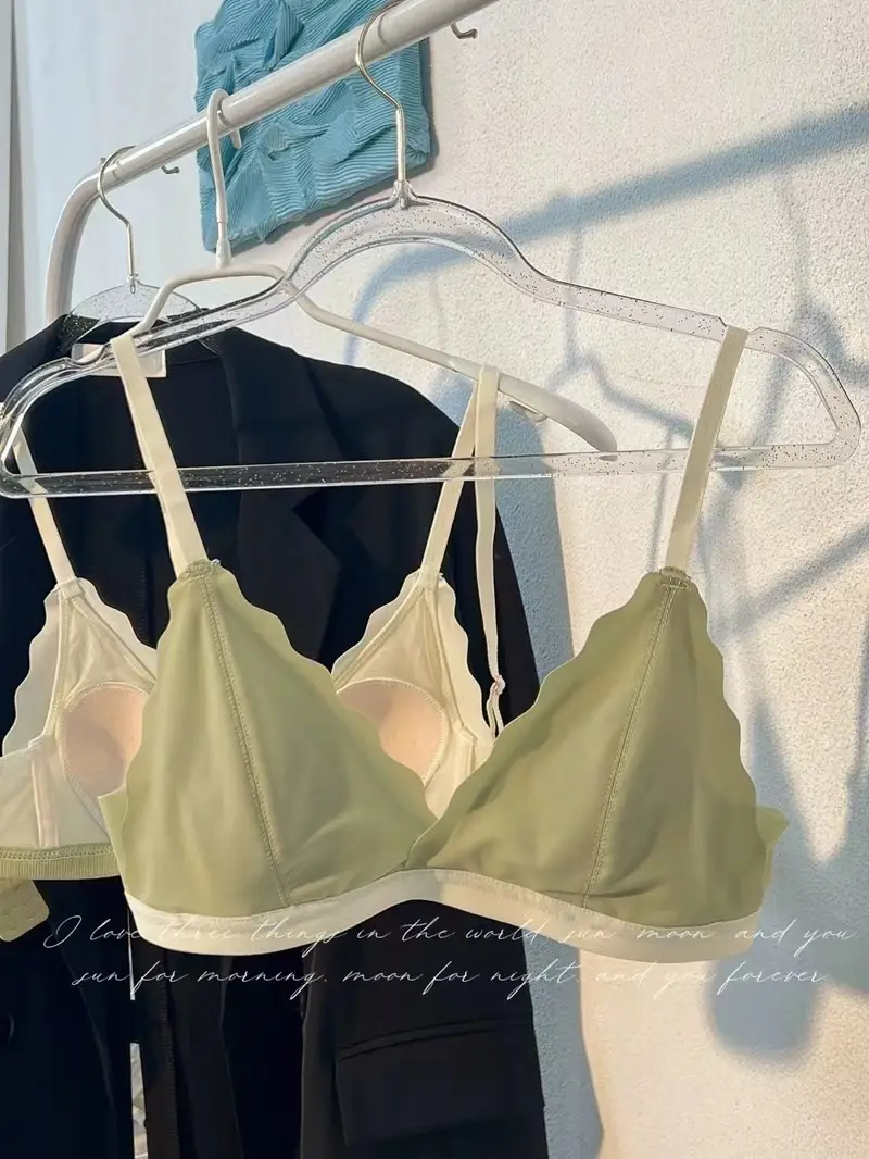 French Girl Underwear Women's Flat Small Breast Seamless Push-Up Rabbit Ears Triangle Cup Summer Wire-Free Bra — feature 12