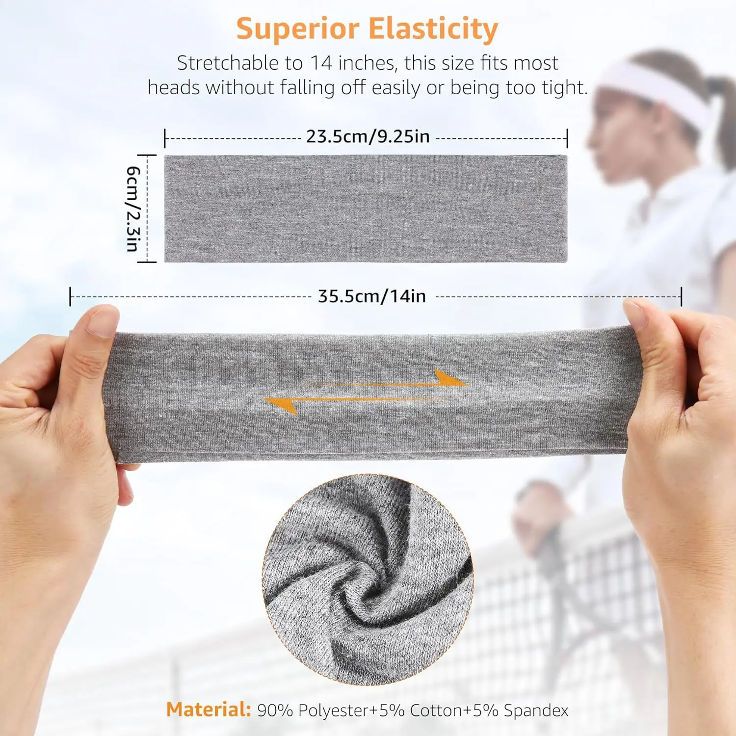 Elastic Non-Slip Yoga Headband Solid Color — feature 10