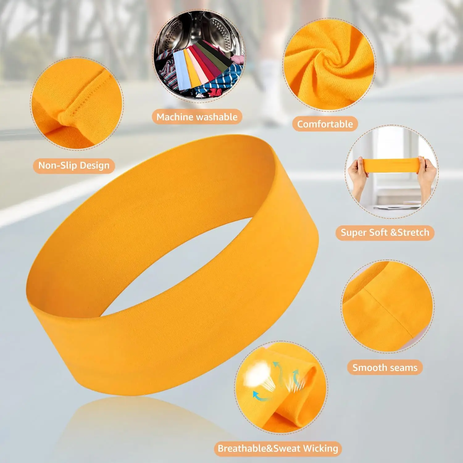 Elastic Non-Slip Yoga Headband Solid Color — feature 7