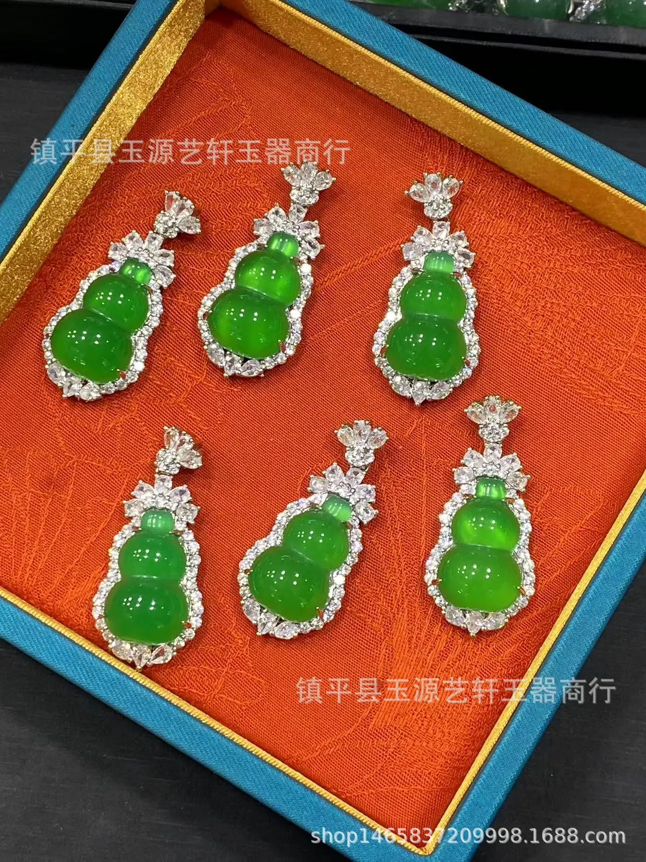 Wholesale Silver Plated Green Gourd Pendant Set — feature 10