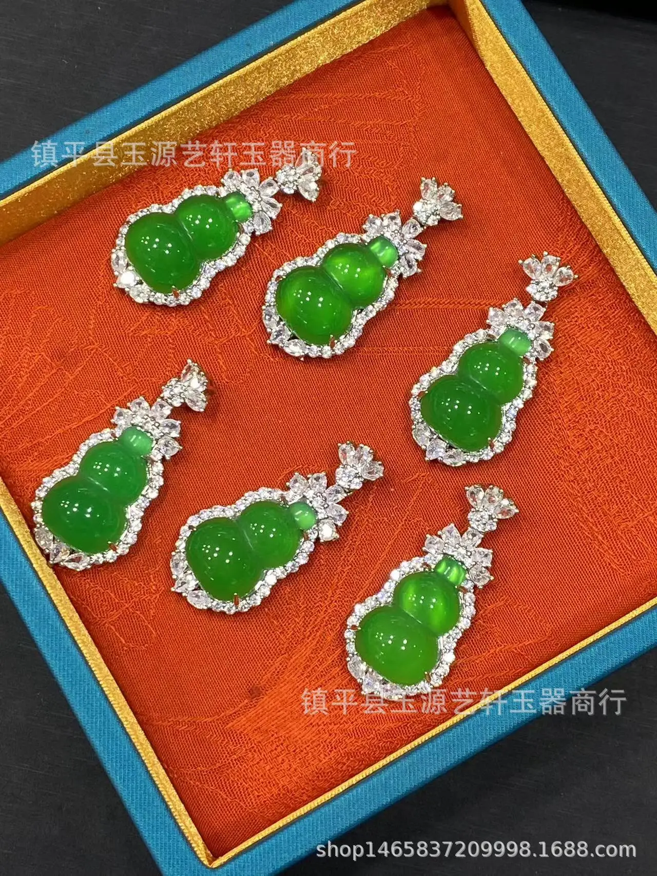 Wholesale Silver Plated Green Gourd Pendant Set — feature 11