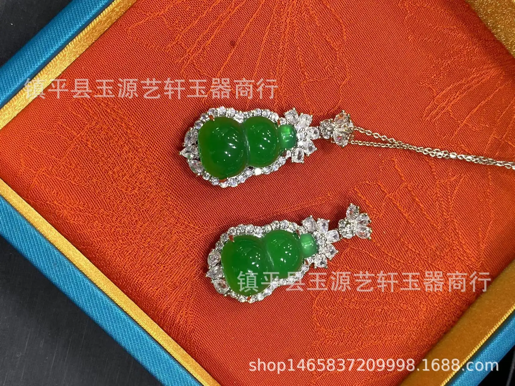 Wholesale Silver Plated Green Gourd Pendant Set — feature 5