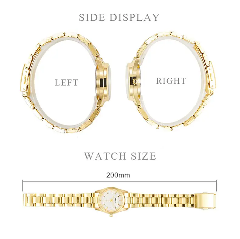Gold Quartz Women's Watch with Luxurious Steel Band — feature 10