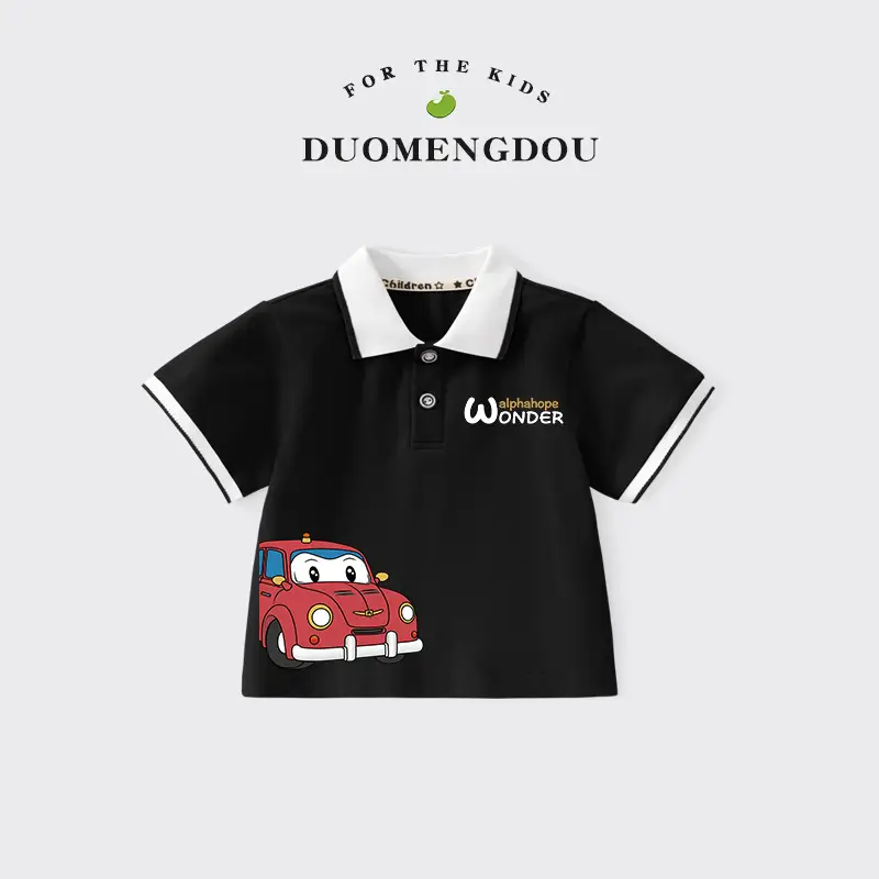 Boys Printed Polo Shirt Black 2025 Summer - Image 7