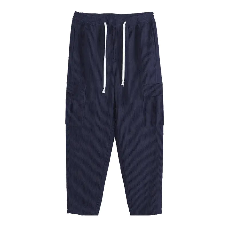 Men's Navy Blue Retro Loose Workwear Trousers Spring 2024 — feature 11