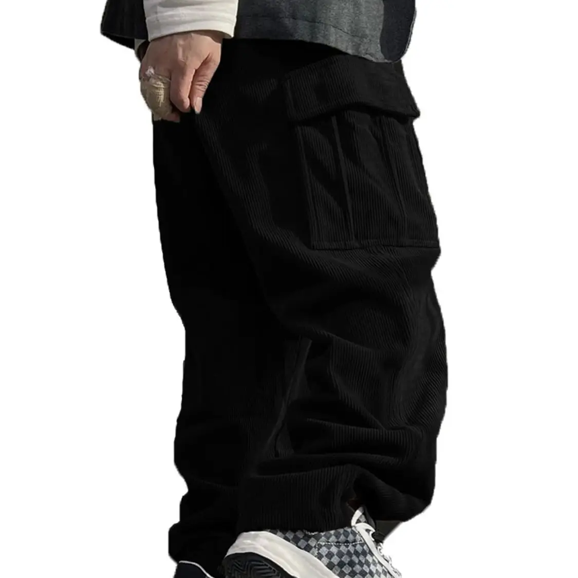 Men's Navy Blue Retro Loose Workwear Trousers Spring 2024 — feature 14