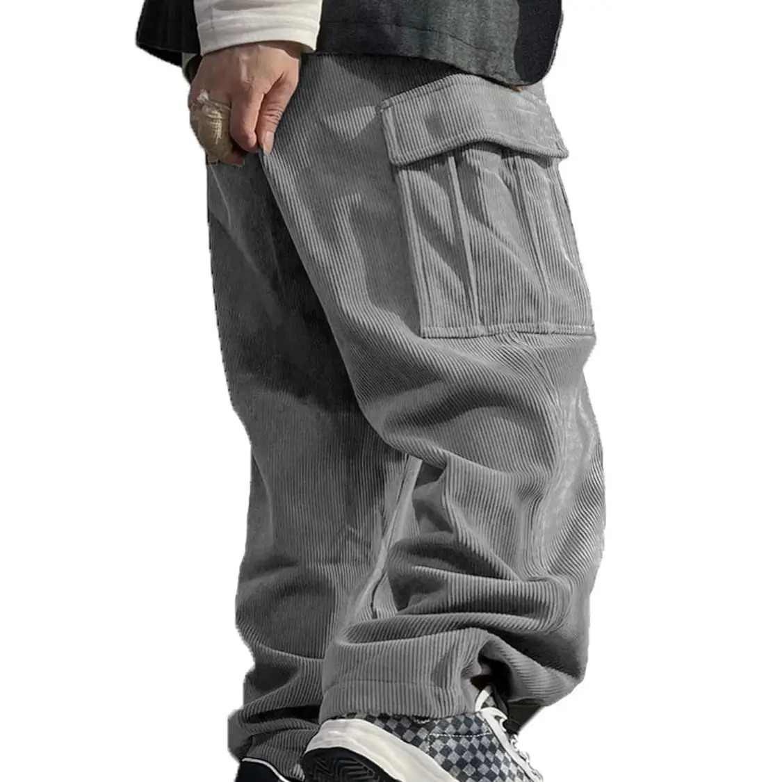 Men's Navy Blue Retro Loose Workwear Trousers Spring 2024 — feature 24