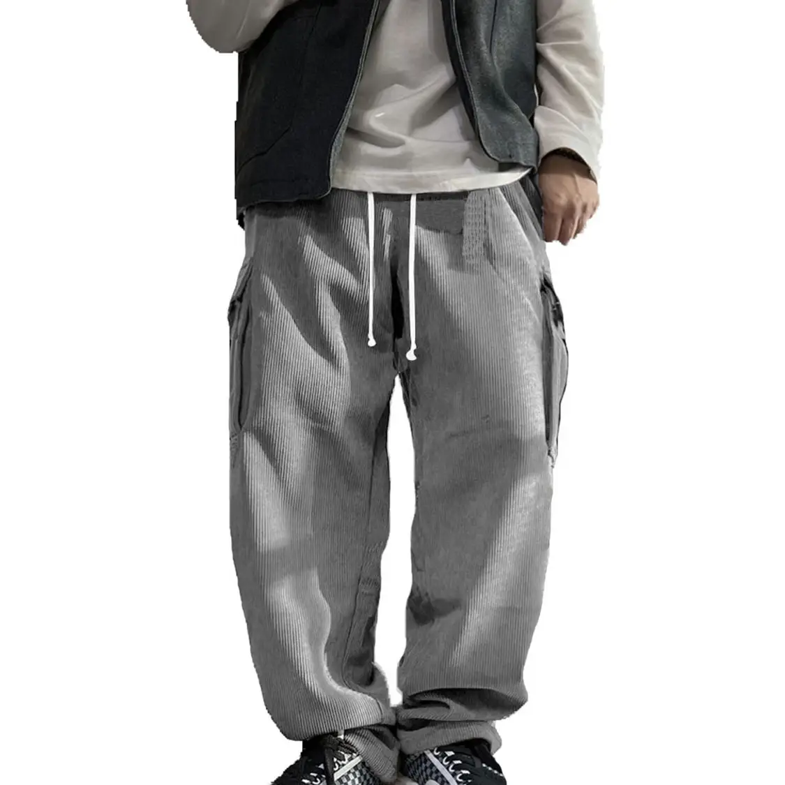 Men's Navy Blue Retro Loose Workwear Trousers Spring 2024 — feature 28