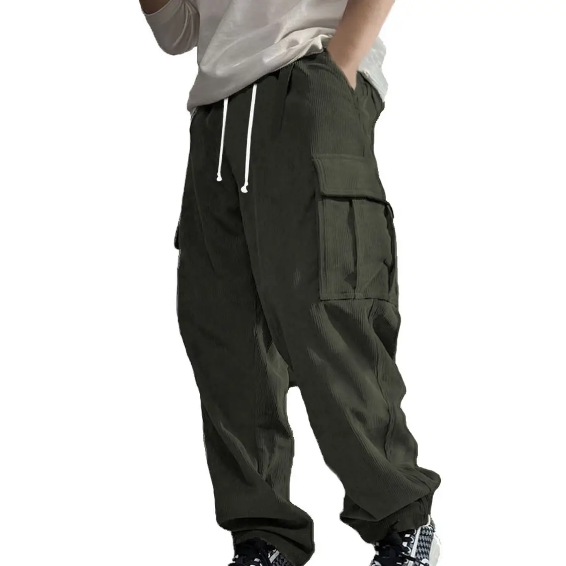 Men's Navy Blue Retro Loose Workwear Trousers Spring 2024 — feature 37