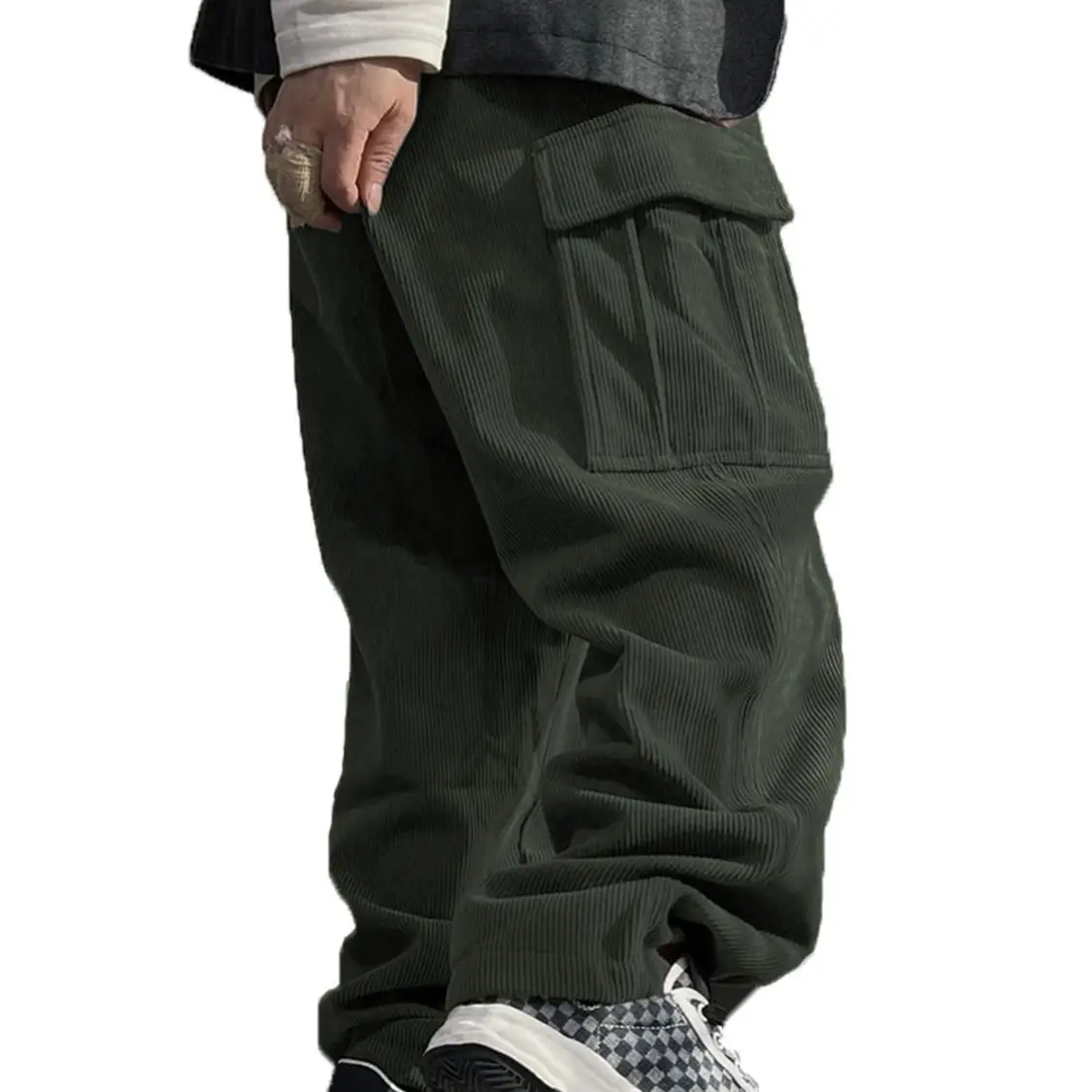 Men's Navy Blue Retro Loose Workwear Trousers Spring 2024 — feature 38