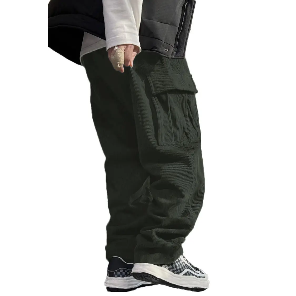 Men's Navy Blue Retro Loose Workwear Trousers Spring 2024 — feature 39