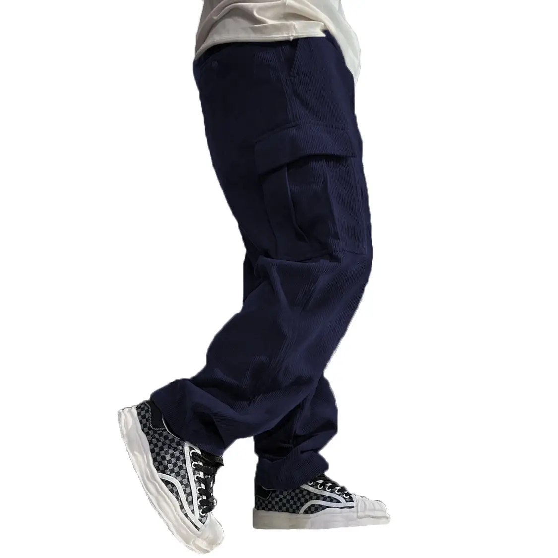 Men's Navy Blue Retro Loose Workwear Trousers Spring 2024 — feature 7