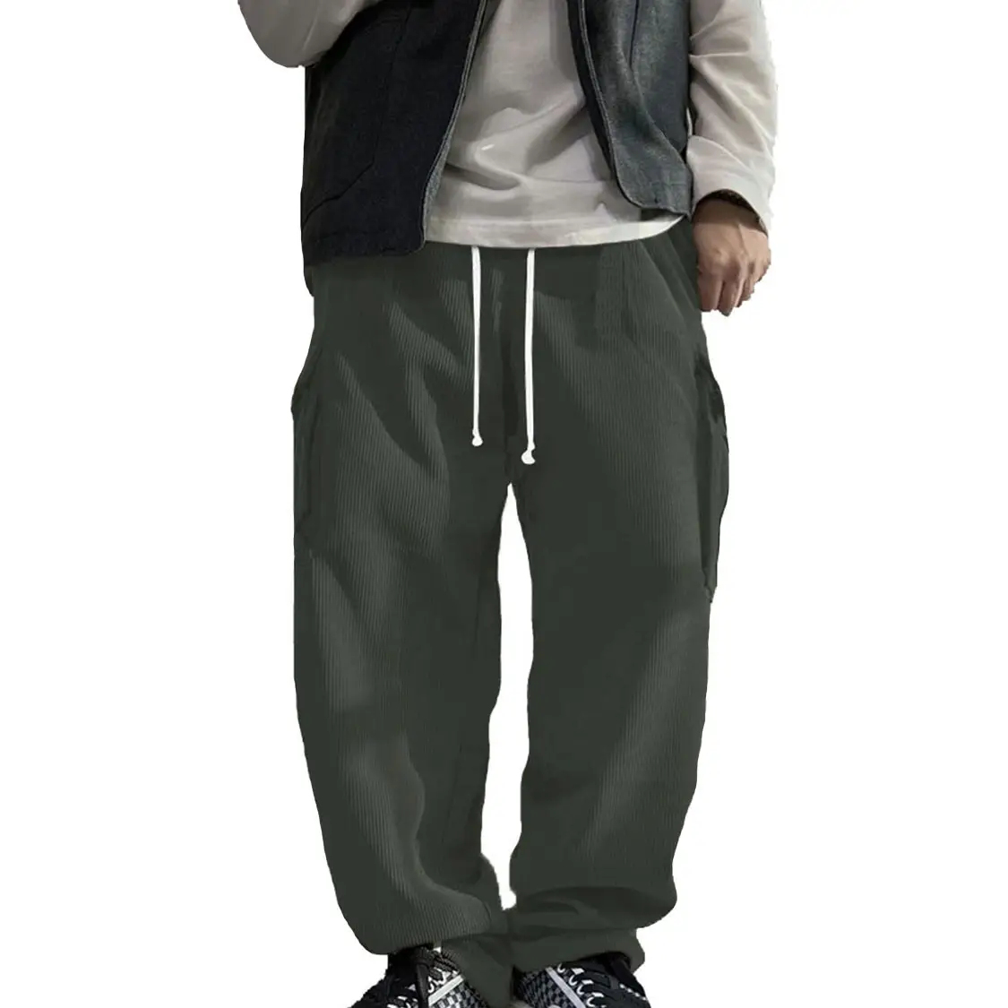 Men's Navy Blue Retro Loose Workwear Trousers Spring 2024 - Image 4