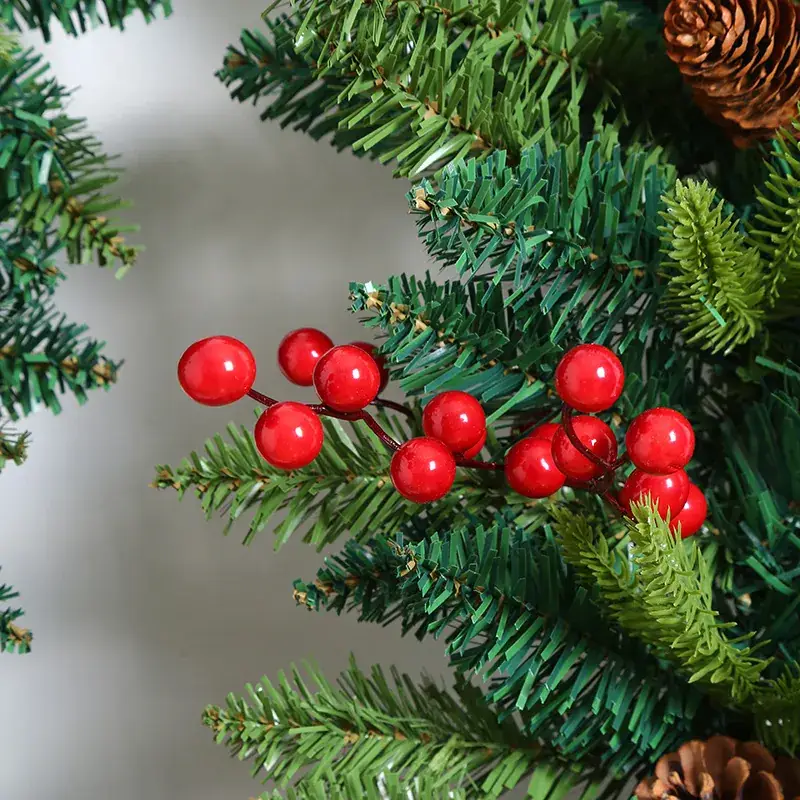 Christmas Decorative Rattan Red Bells & Pine Branches - Image 2