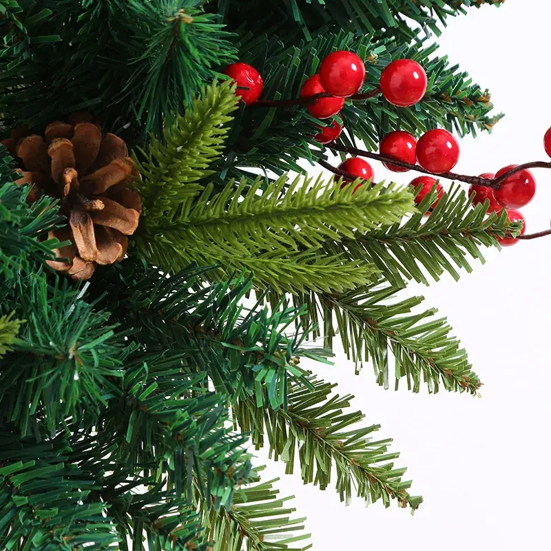 Christmas Decorative Rattan Red Bells & Pine Branches - Image 3