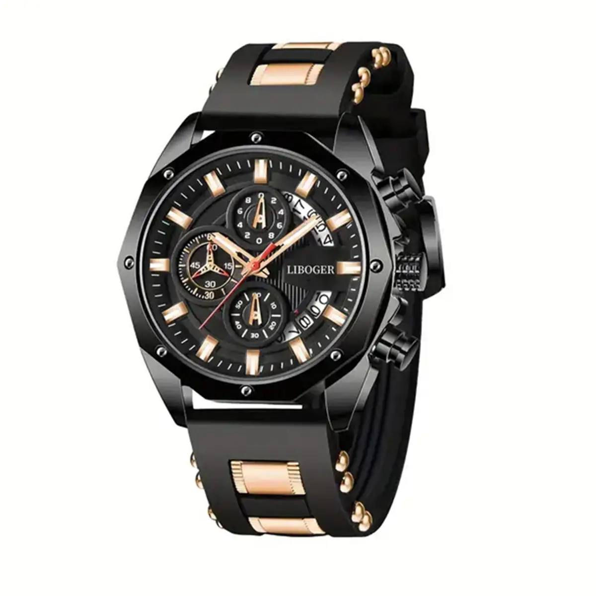 Men's Blue Silicone Cross-Border Watch with Multi-Function Calendar - Image 7