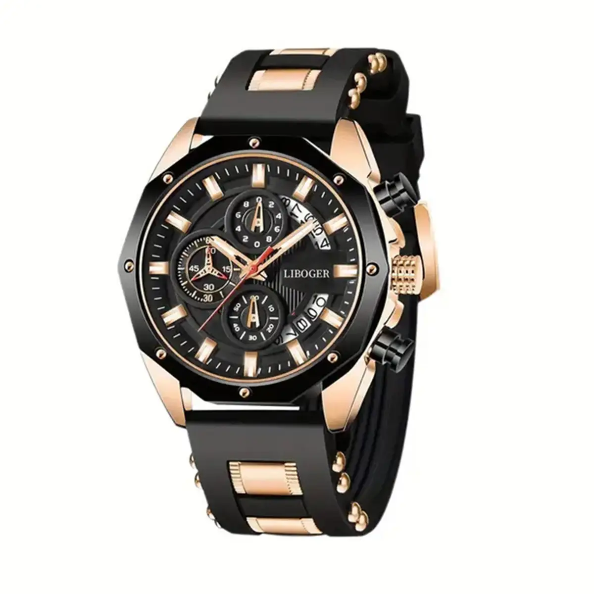 Men's Blue Silicone Cross-Border Watch with Multi-Function Calendar - Image 8