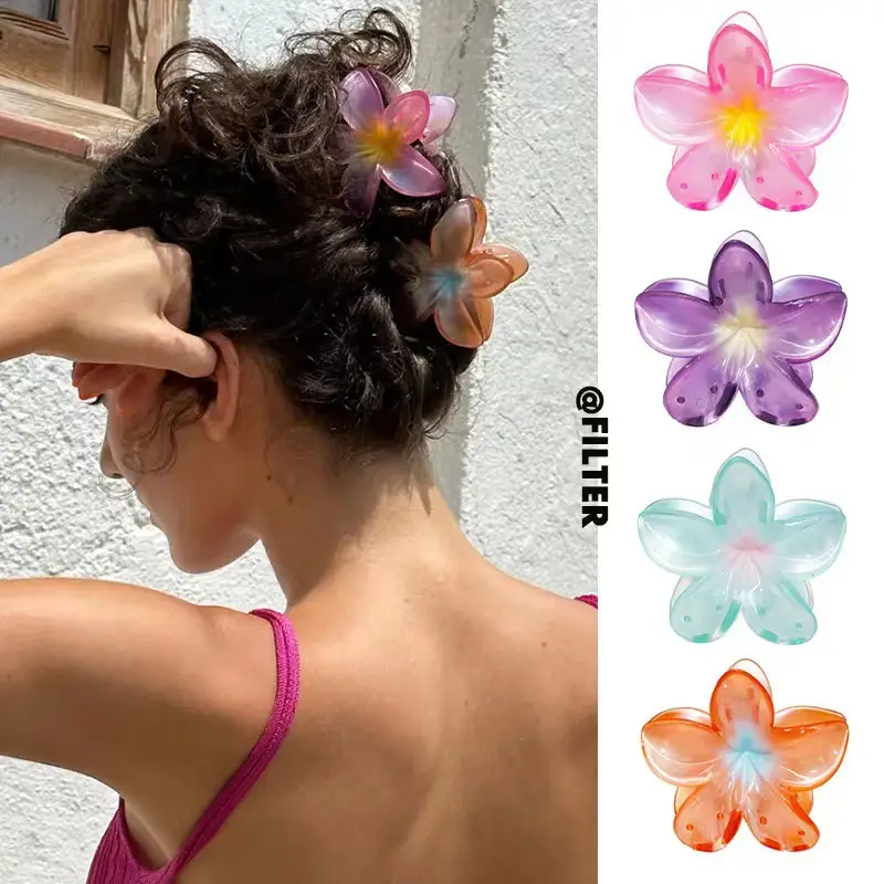 Orange Gradient Flower Hairpin Clip Summer Clip — feature 1