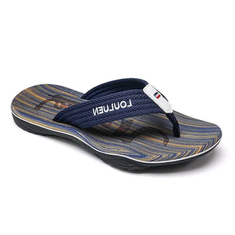 Men's Blue Striped Casual Flip Flops 2022 - Image 5