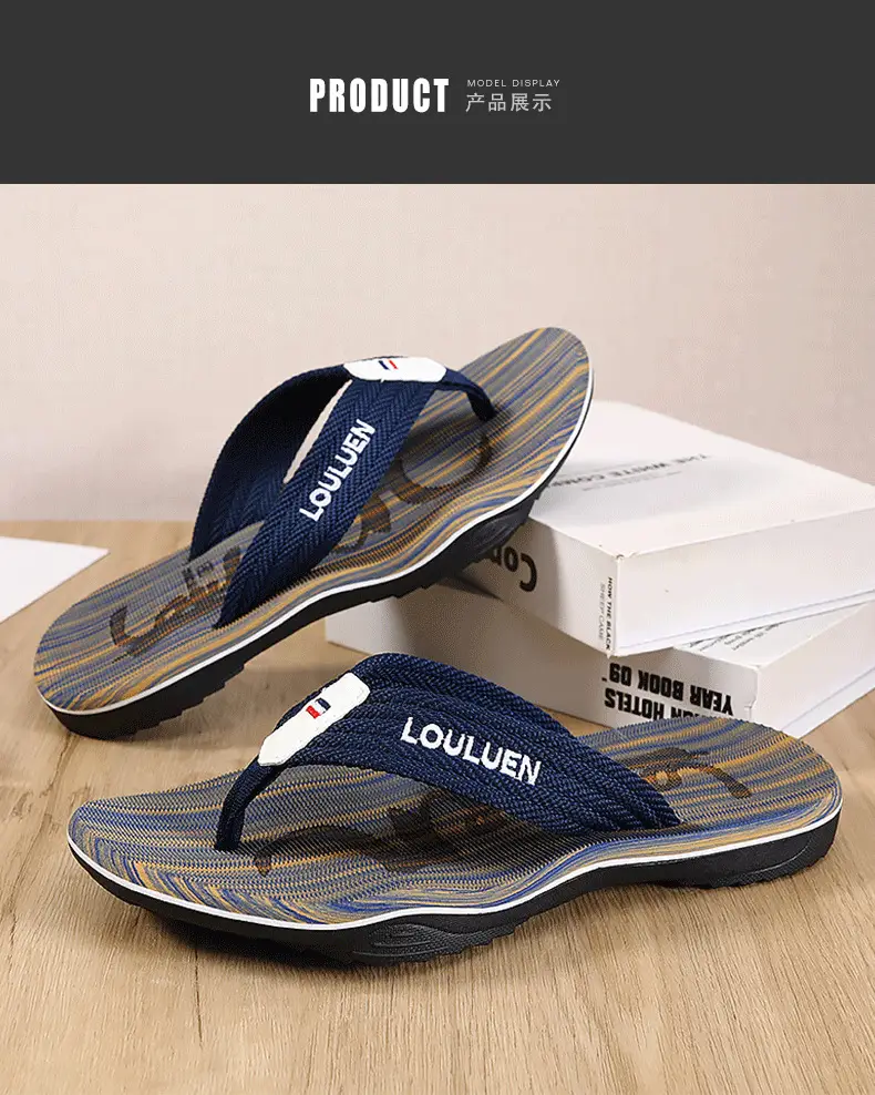 Men's Blue Striped Casual Flip Flops 2022 — feature 7