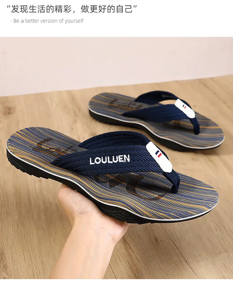 Men's Blue Striped Casual Flip Flops 2022 — feature 9