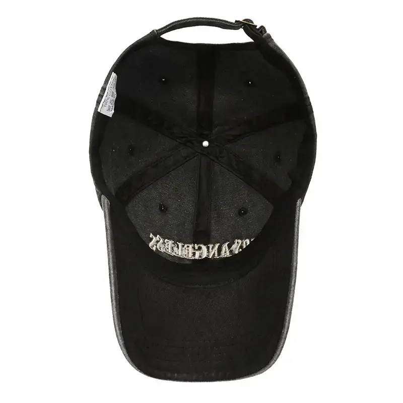 Women's Black Washed Baseball Cap with Duck Tongue & Embroidery - Image 10