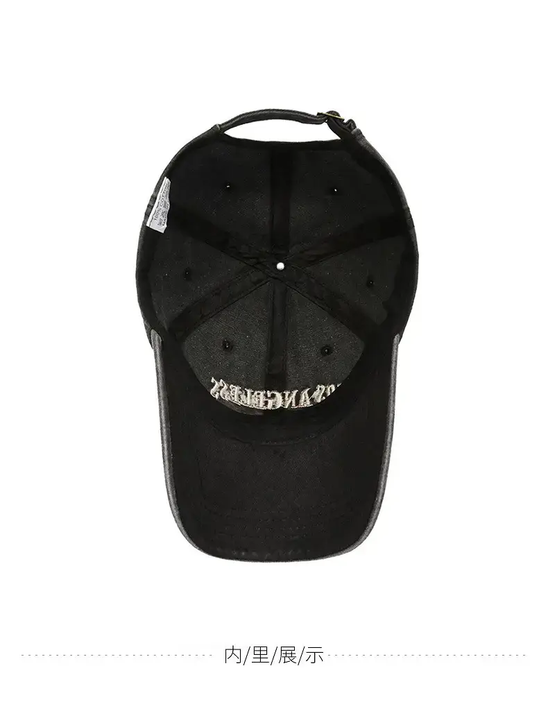 Women's Black Washed Baseball Cap with Duck Tongue & Embroidery — feature 10