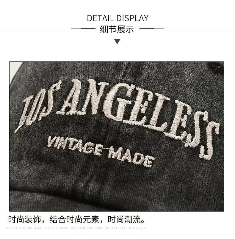 Women's Black Washed Baseball Cap with Duck Tongue & Embroidery — feature 11
