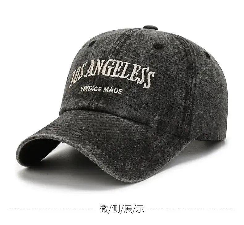 Women's Black Washed Baseball Cap with Duck Tongue & Embroidery — feature 6