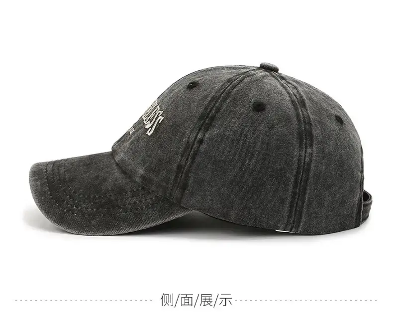 Women's Black Washed Baseball Cap with Duck Tongue & Embroidery — feature 7